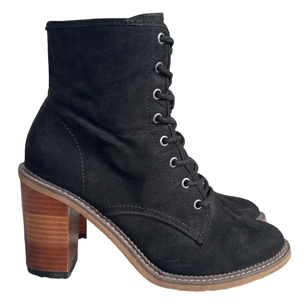 Madden Girl Jettie 9 Black Lace Up Block Heel Ankle Boots Indie Sleeze Steampunk